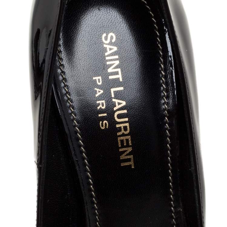 Pre Owned Saint Laurent Paris Black Patent Leather Opyum Pointed Toe Pumps Size 38.5