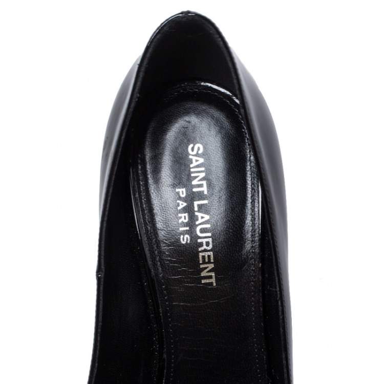 مملوكة مسبقًا Saint Laurent Paris Black Patent Leather Opyum Pointed Toe Pumps Size 38