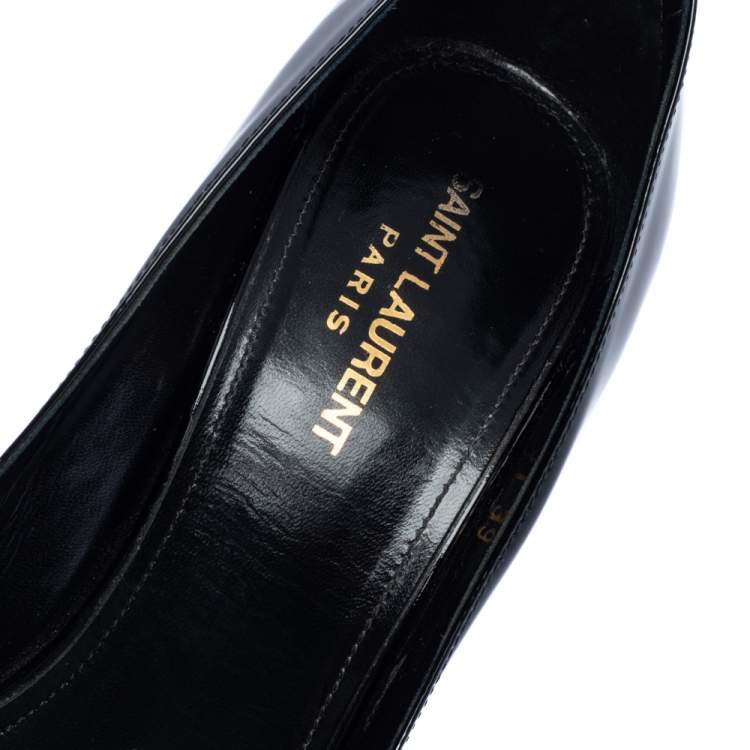 Pre Owned Saint Laurent Paris Black Pantet Leather Zoe Pointed Toe Pumps Size 39