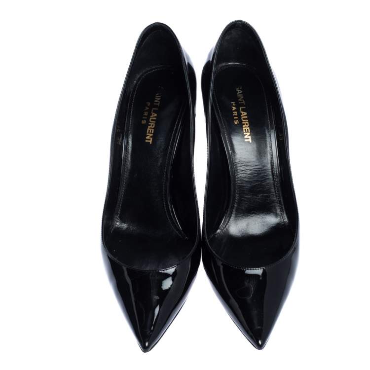 Pre Owned Saint Laurent Paris Black Pantet Leather Zoe Pointed Toe Pumps Size 39