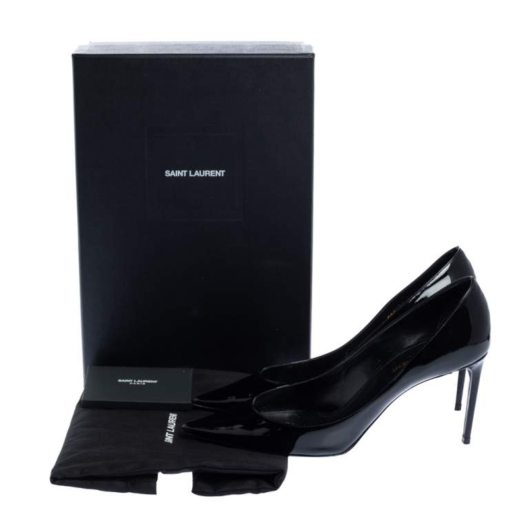 Pre Owned Saint Laurent Paris Black Pantet Leather Zoe Pointed Toe Pumps Size 39