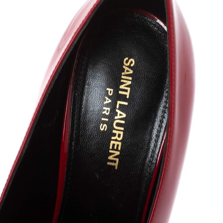 Pre Owned Saint Laurent Paris Red Patent Leather Pumps Size 40