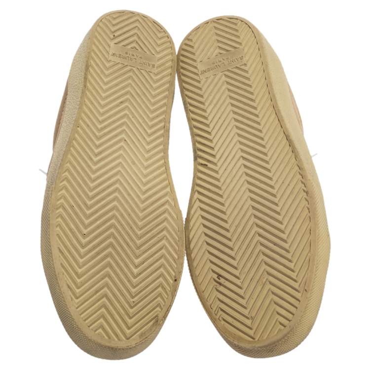 Pre Owned Saint Laurent Paris Light Brown Suede Court Classic Logo Sneakers Size 38