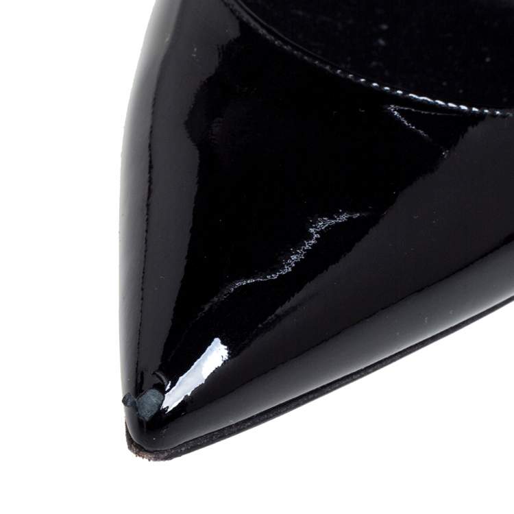 Pre Owned Saint Laurent Paris Black Patent Leather Opyum Pointed Toe Pumps Size 36.5