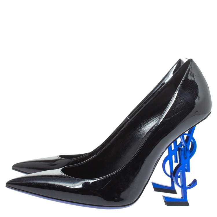 Pre Owned Saint Laurent Paris Black Patent Leather Opyum Pointed Toe Pumps Size 39