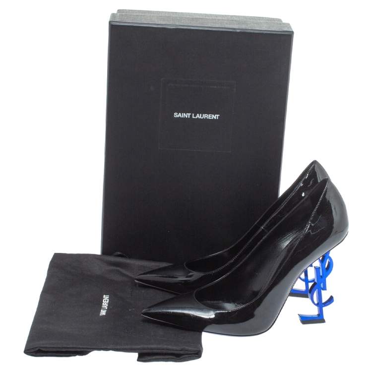 Pre Owned Saint Laurent Paris Black Patent Leather Opyum Pointed Toe Pumps Size 39