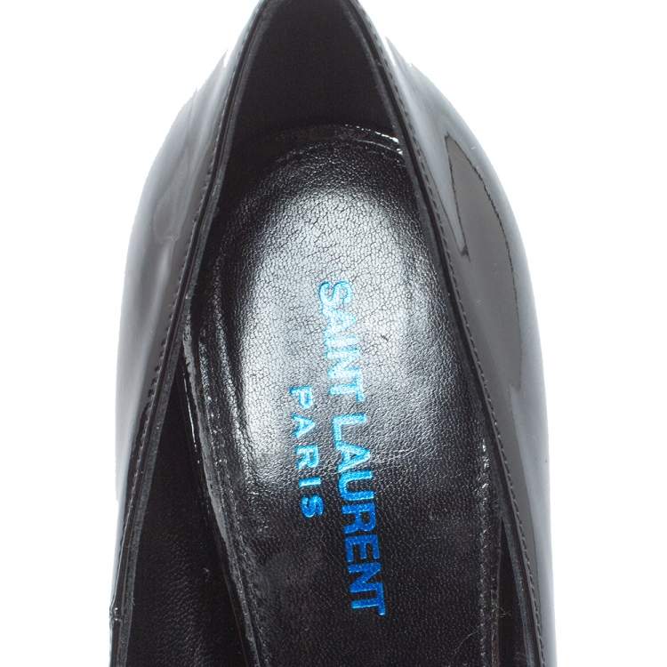 Pre Owned Saint Laurent Paris Black Patent Leather Opyum Pointed Toe Pumps Size 39