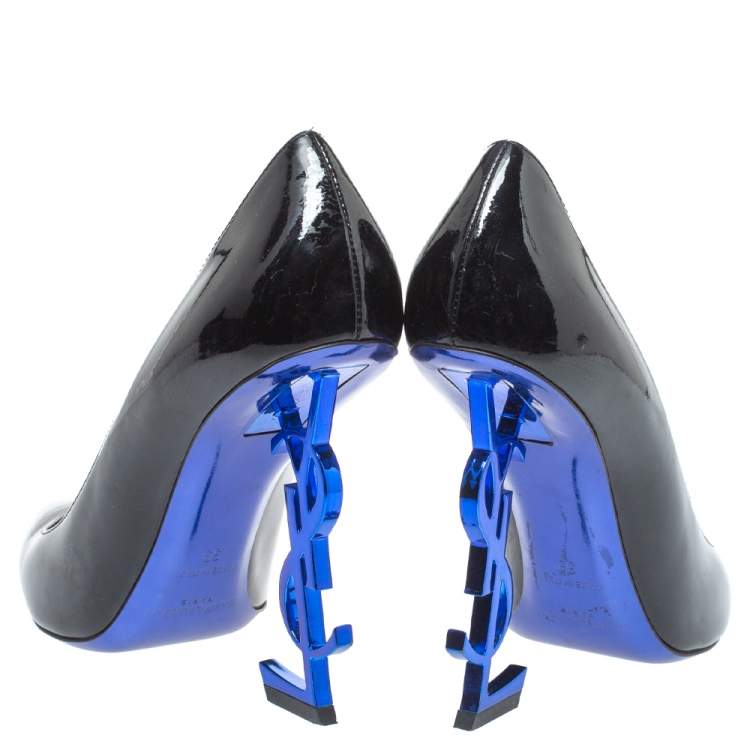Pre Owned Saint Laurent Paris Black Patent Leather Opyum Pointed Toe Pumps Size 39