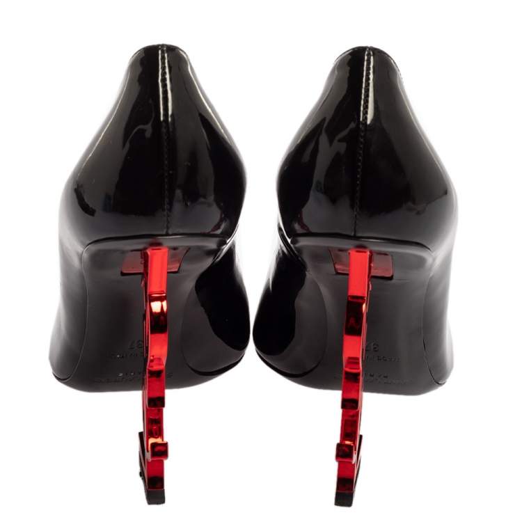 Pre Owned Saint Laurent Paris Black Patent Leather Opyum Pumps Size 37