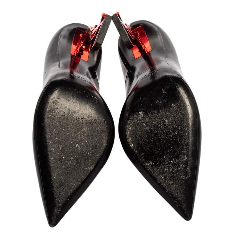 Pre Owned Saint Laurent Paris Black Patent Leather Opyum Pumps Size 37