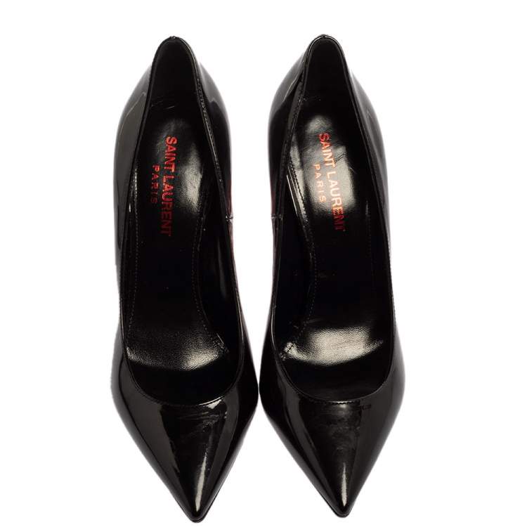 Pre Owned Saint Laurent Paris Black Patent Leather Opyum Pumps Size 37