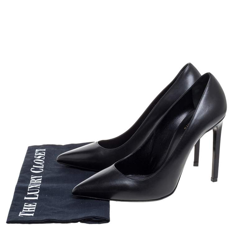 Pre Owned Saint Laurent Paris Black Leather Anja Pointed Toe Pumps Size 39