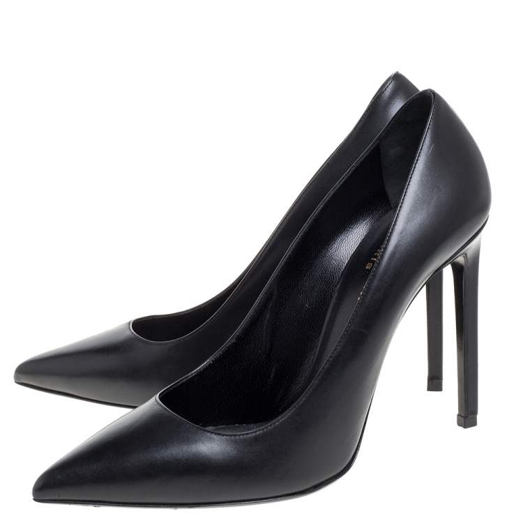 Pre Owned Saint Laurent Paris Black Leather Anja Pointed Toe Pumps Size 39