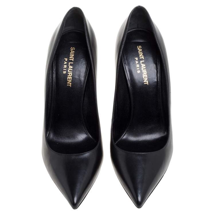 Pre Owned Saint Laurent Paris Black Leather Anja Pointed Toe Pumps Size 39