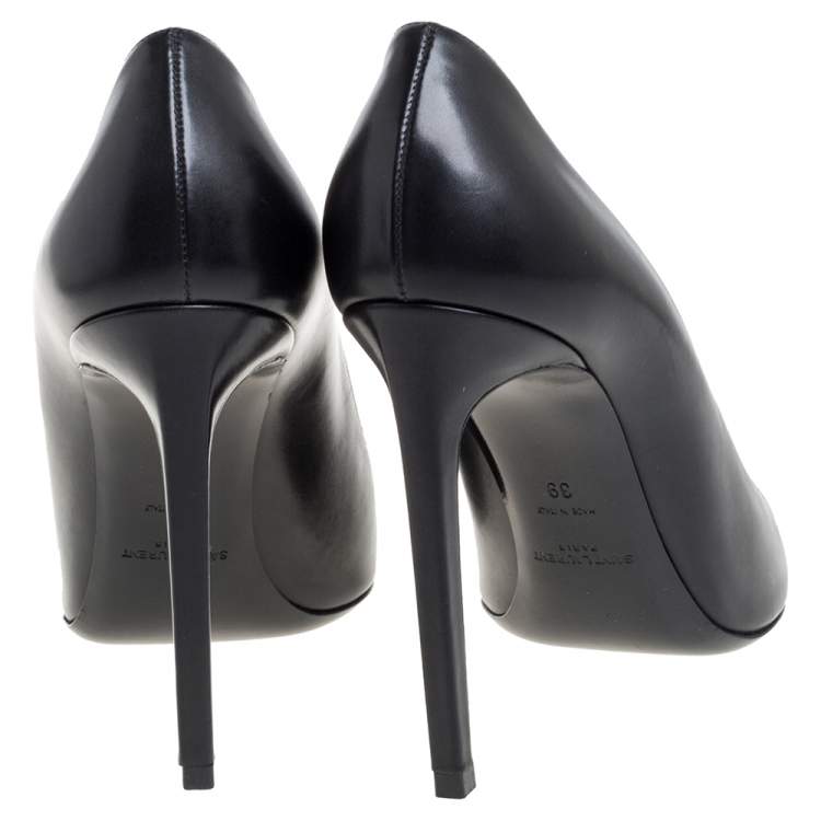 Pre Owned Saint Laurent Paris Black Leather Anja Pointed Toe Pumps Size 39