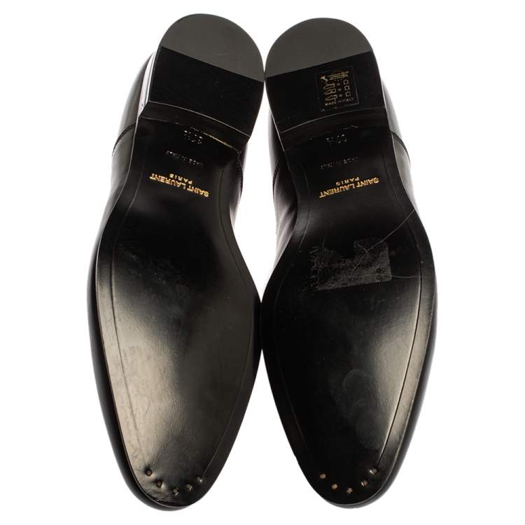 Pre Owned Saint Laurent Paris Black Leather Derby Size 37.5
