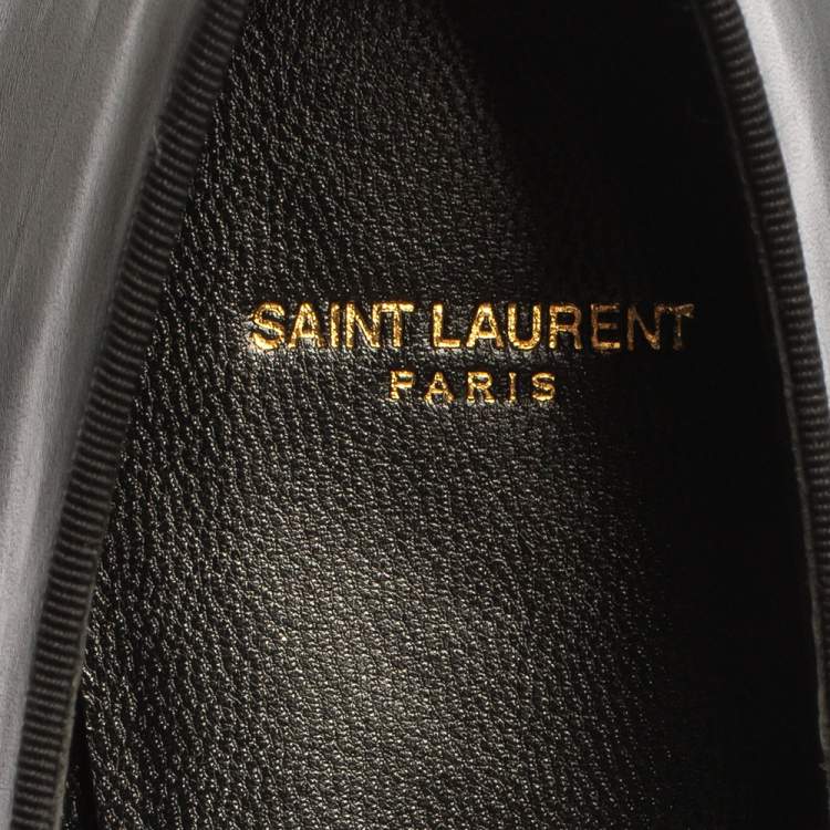 Pre Owned Saint Laurent Paris Black Leather Derby Size 37.5
