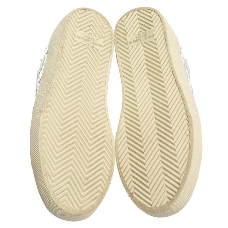 Pre Owned Saint Laurent White Leather Court Classic Star Sneakers Size 38