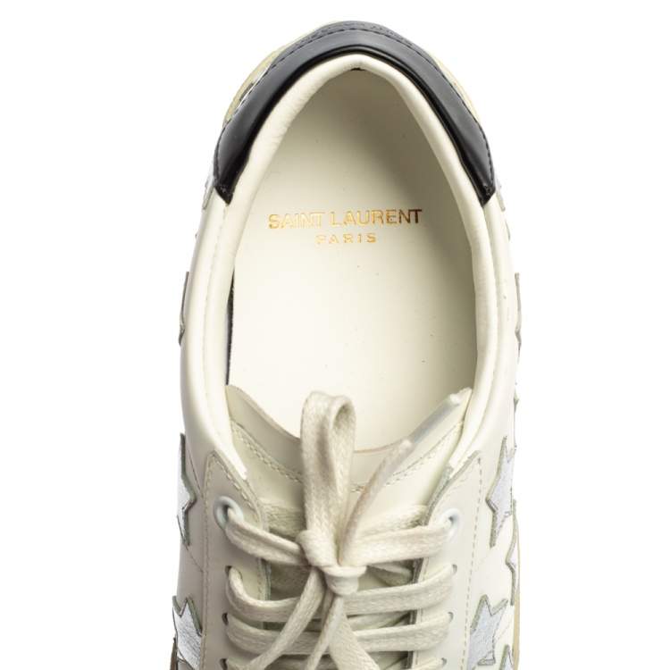 Pre Owned Saint Laurent White Leather Court Classic Star Sneakers Size 38