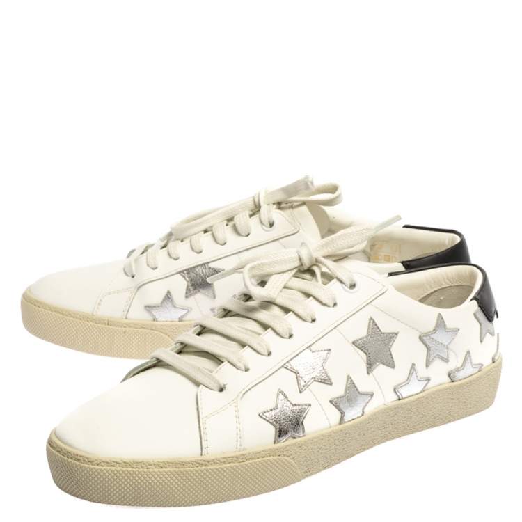 Pre Owned Saint Laurent White Leather Court Classic Star Sneakers Size 38