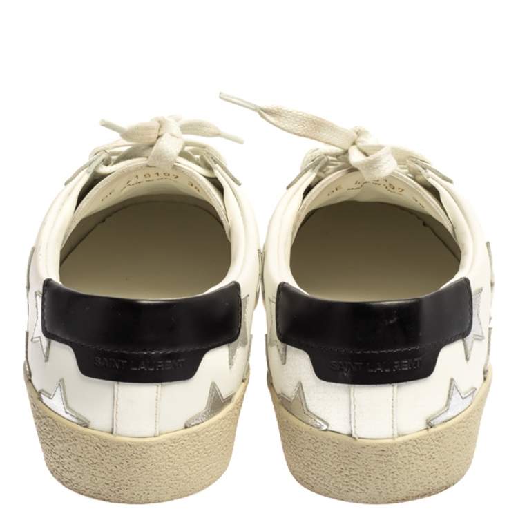 Pre Owned Saint Laurent White Leather Court Classic Star Sneakers Size 38