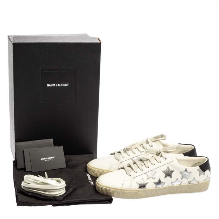 Pre Owned Saint Laurent White Leather Court Classic Star Sneakers Size 38