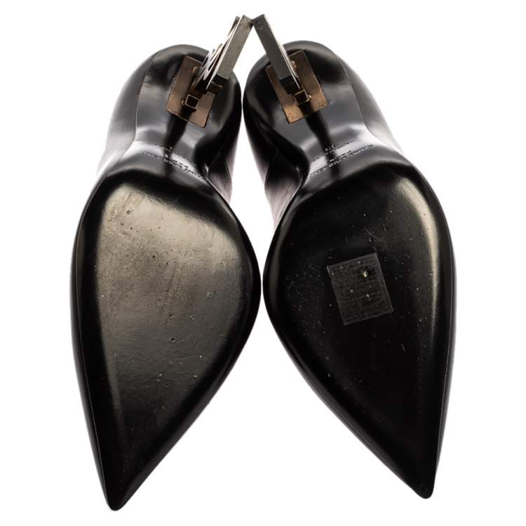 Pre Owned Saint Laurent Paris Black Leather Opyum Pointed Toe Pumps Size 39
