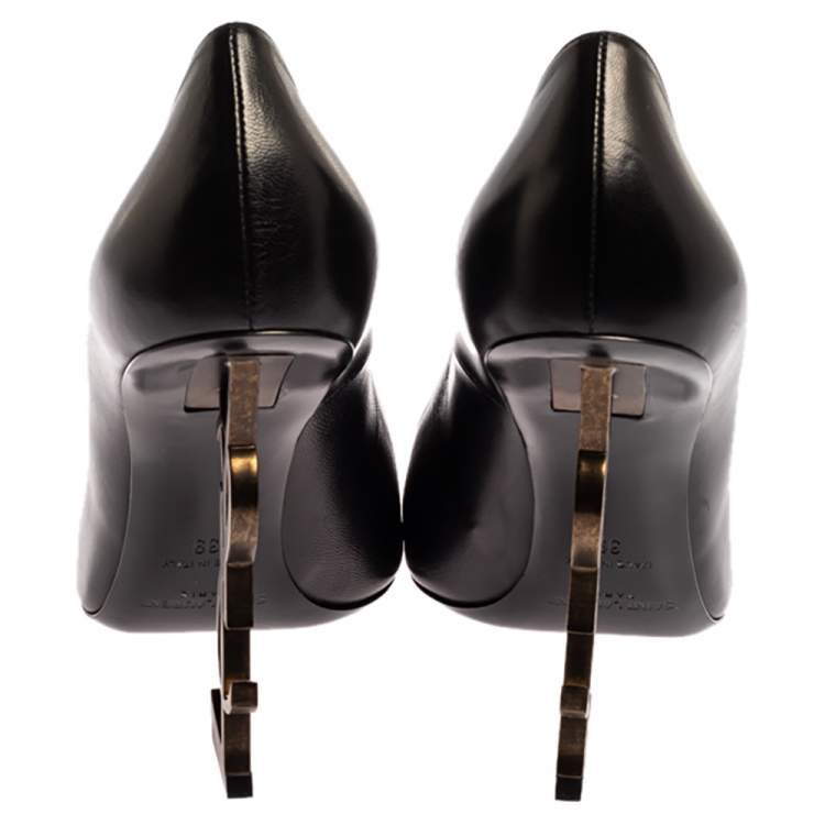 Pre Owned Saint Laurent Paris Black Leather Opyum Pointed Toe Pumps Size 39