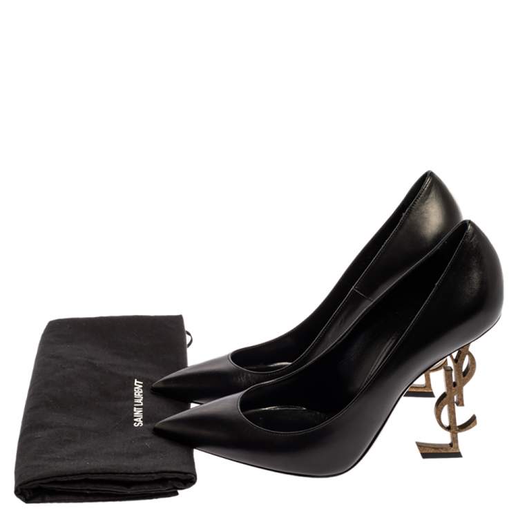 Pre Owned Saint Laurent Paris Black Leather Opyum Pointed Toe Pumps Size 39