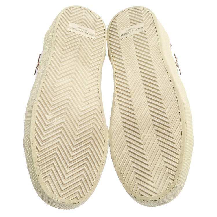 مملوكة مسبقًا Saint Laurent White/Gold Leather Star Court Classic California Sneakers Size 40