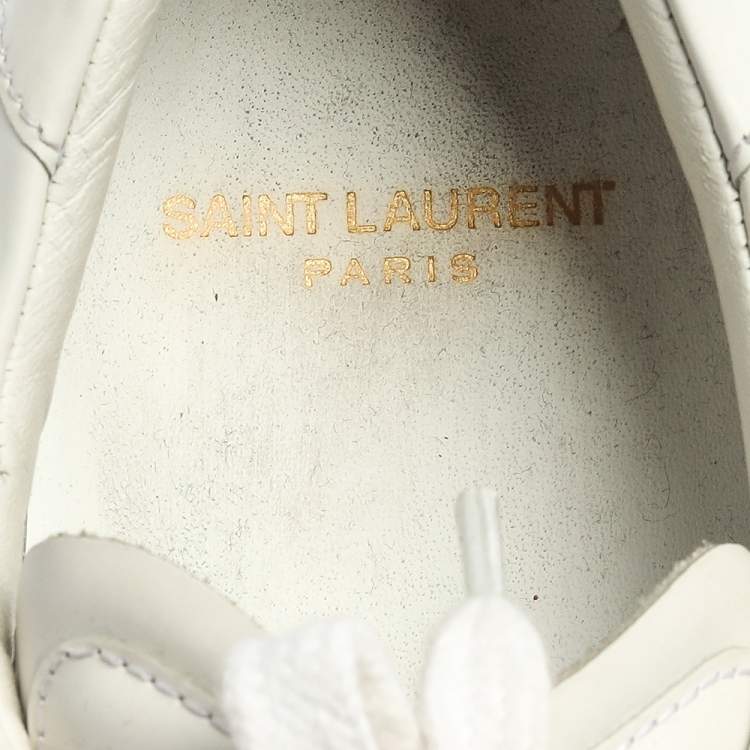 مملوكة مسبقًا Saint Laurent White/Gold Leather Star Court Classic California Sneakers Size 40