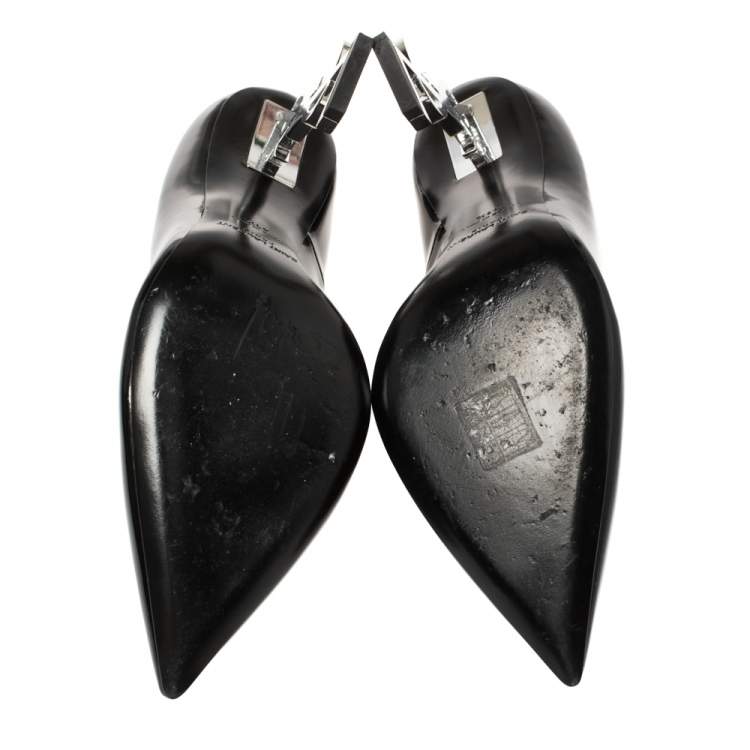 Pre Owned Saint Laurent Black Patent Leather Opyum Pointed Toe Pumps Size 41.5