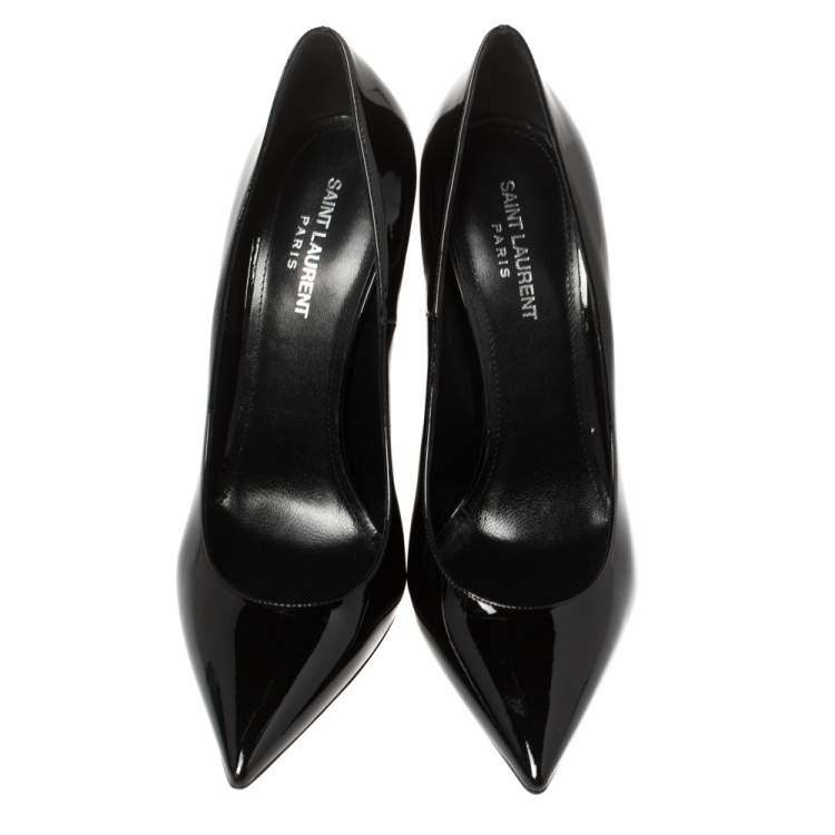 Pre Owned Saint Laurent Black Patent Leather Opyum Pointed Toe Pumps Size 41.5