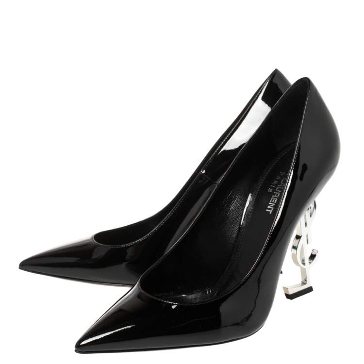 Pre Owned Saint Laurent Black Patent Leather Opyum Pointed Toe Pumps Size 41.5
