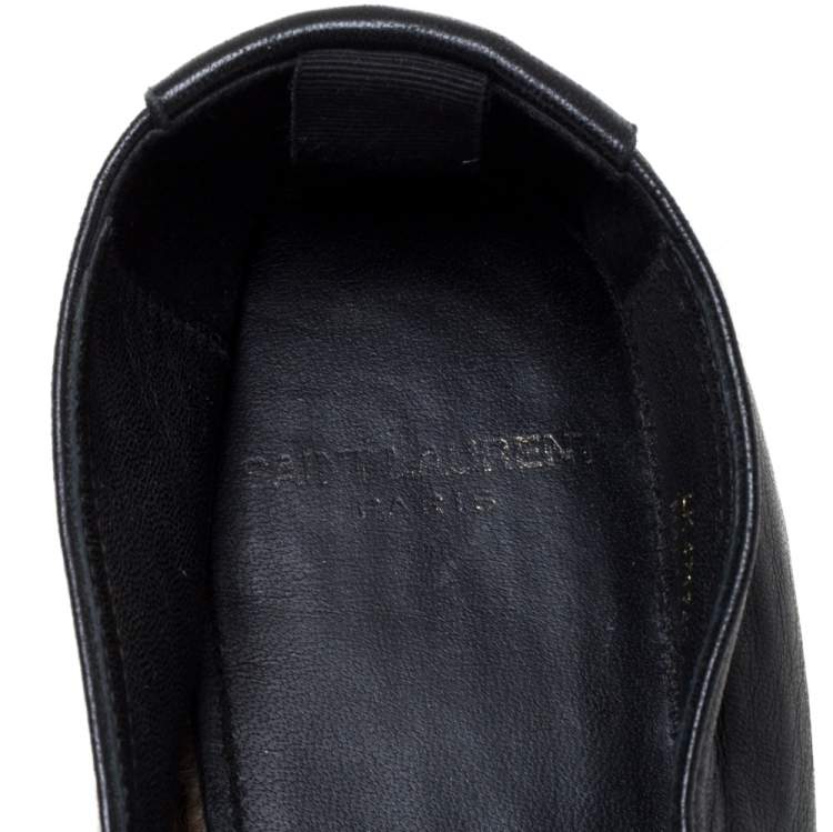 Pre Owned Saint Laurent Black Leather Logo Espadrilles Size 40