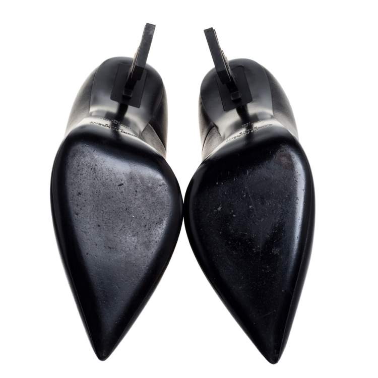 Pre Owned Saint Laurent Black Leather Opyum Pointed Toe Pumps Size 38