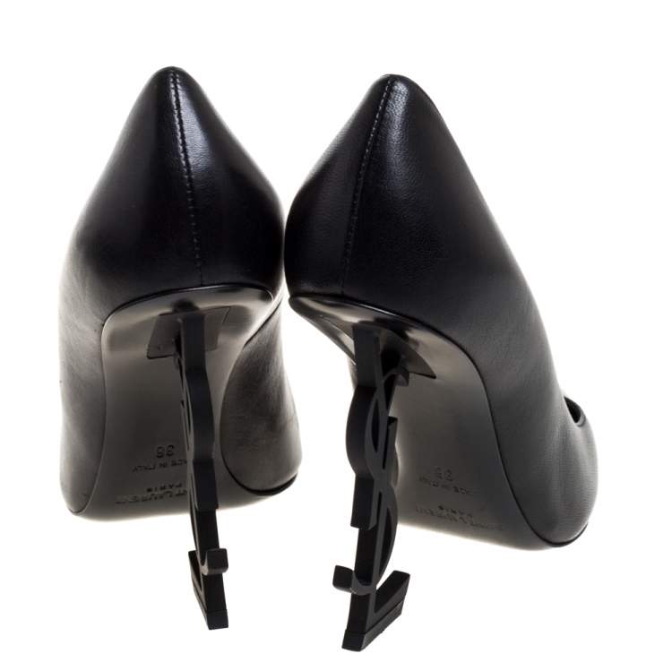 Pre Owned Saint Laurent Black Leather Opyum Pointed Toe Pumps Size 38