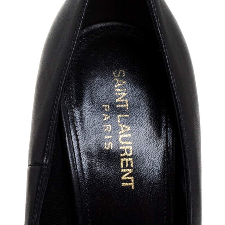 Pre Owned Saint Laurent Black Leather Opyum Pointed Toe Pumps Size 38