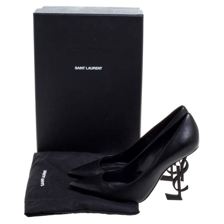 Pre Owned Saint Laurent Black Leather Opyum Pointed Toe Pumps Size 38