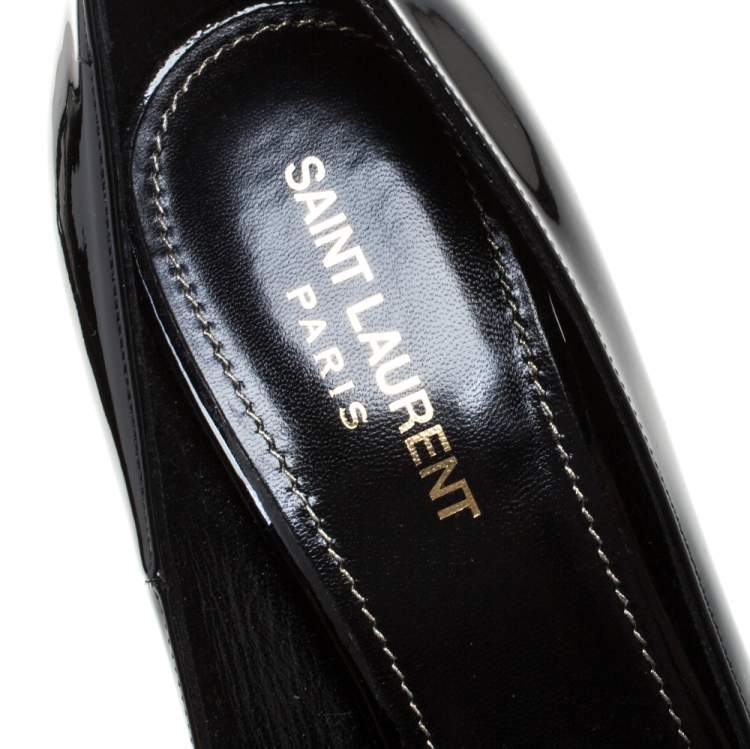 Pre Owned Saint Laurent Paris Black Patent Leather Opyum Pointed Toe Pumps Size 39.5