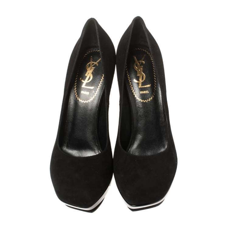 Pre Owned  Saint Laurent Paris Black Suede Arya Platform Pumps Size 36