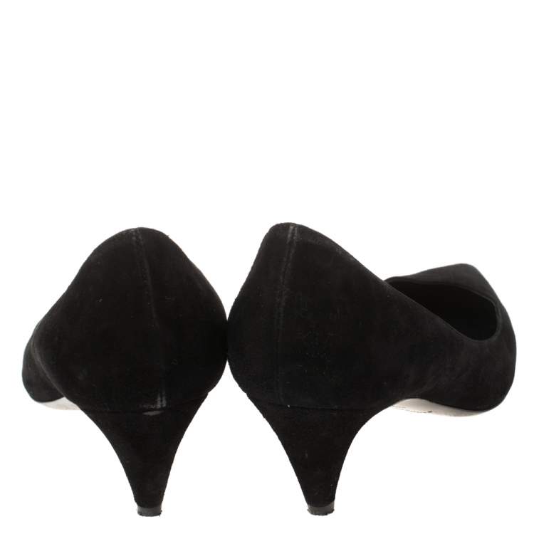 Pre Owned Saint Laurent Paris Black Suede Pointed Toe Pumps Size 37.5