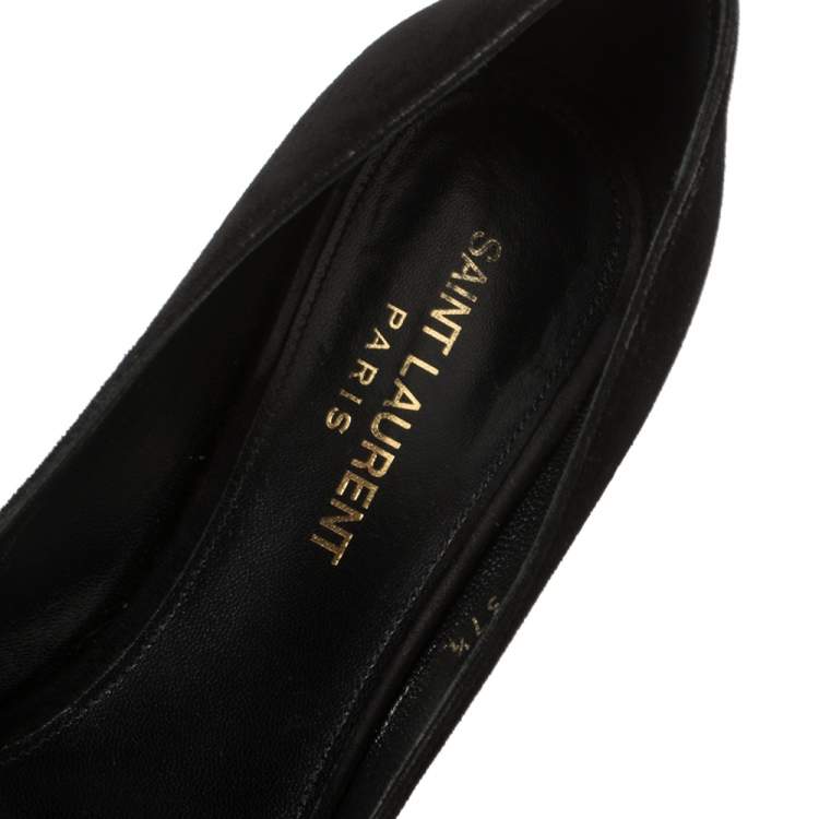 Pre Owned Saint Laurent Paris Black Suede Pointed Toe Pumps Size 37.5