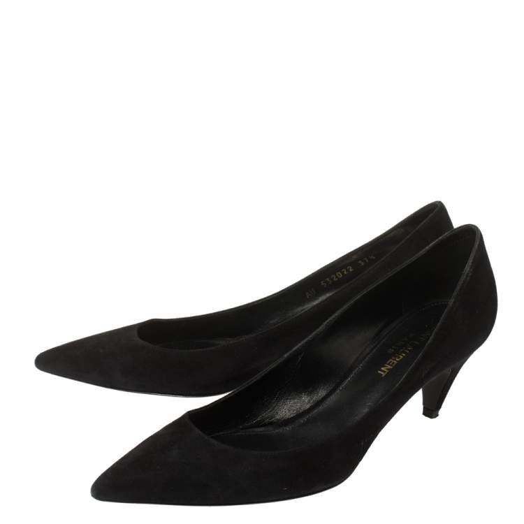 Pre Owned Saint Laurent Paris Black Suede Pointed Toe Pumps Size 37.5