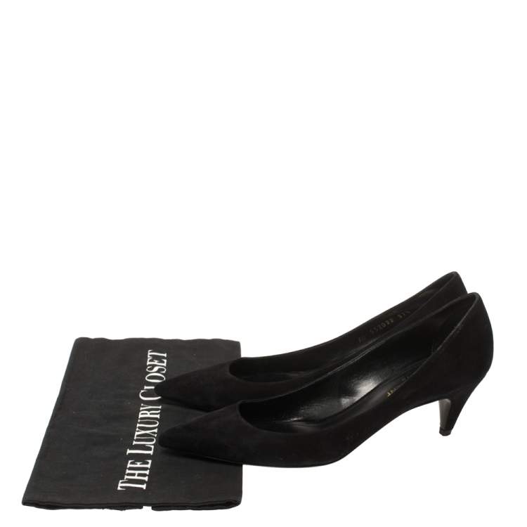 Pre Owned Saint Laurent Paris Black Suede Pointed Toe Pumps Size 37.5