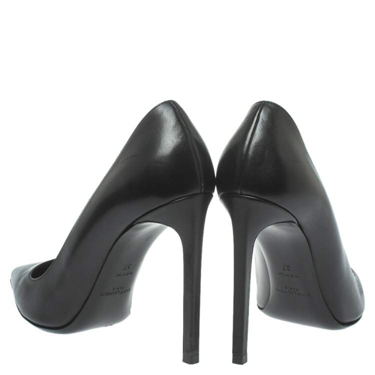 Pre Owned Saint Laurent Paris Black Leather Anja Pumps Size 37