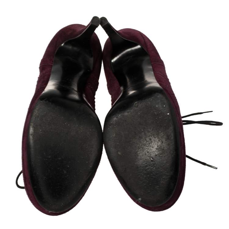مملوكة مسبقًا Yves Saint Laurent Burgundy Suede Janis Booties Size 37