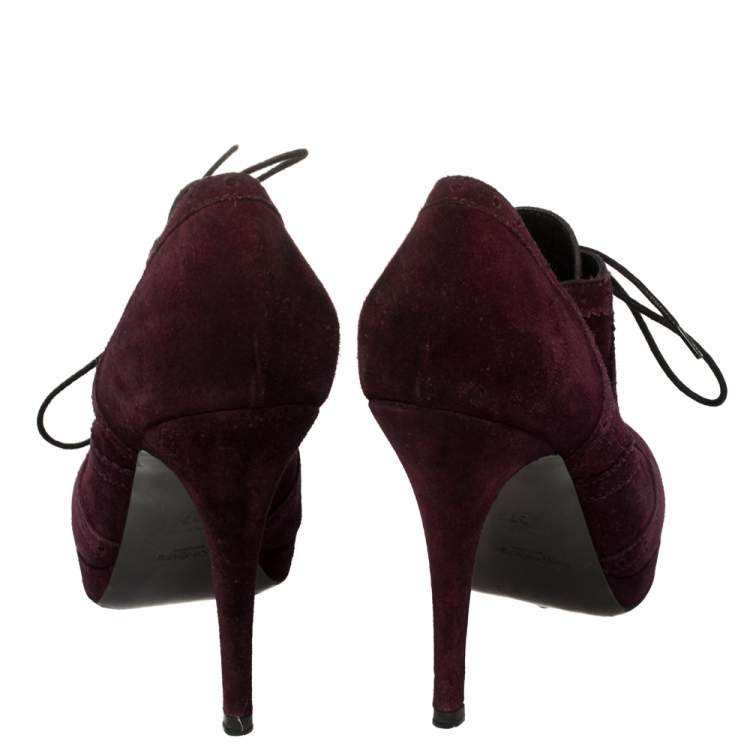 مملوكة مسبقًا Yves Saint Laurent Burgundy Suede Janis Booties Size 37