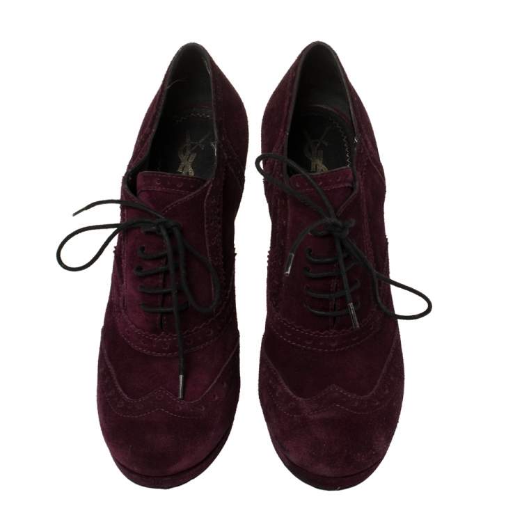 مملوكة مسبقًا Yves Saint Laurent Burgundy Suede Janis Booties Size 37