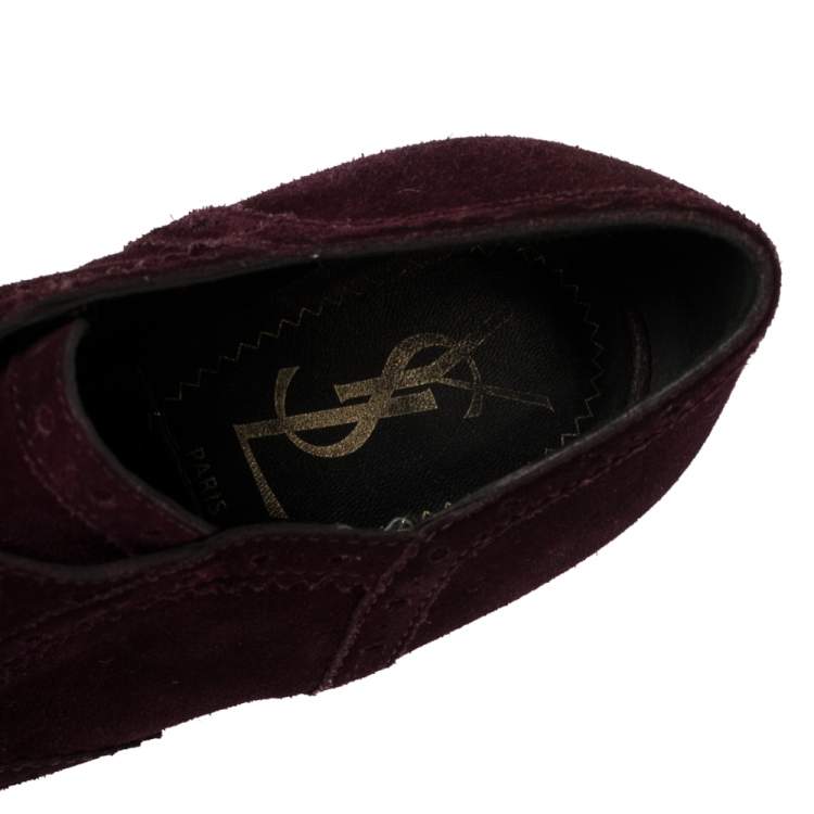 مملوكة مسبقًا Yves Saint Laurent Burgundy Suede Janis Booties Size 37